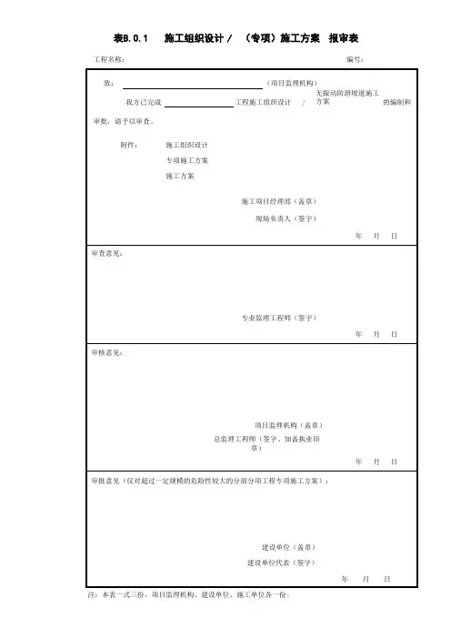 施工组织设计(专项)施工方案报审表