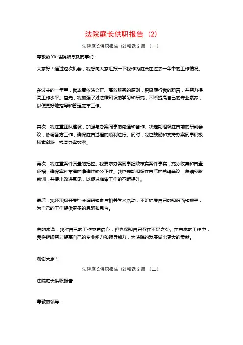 法院庭长供职报告2篇