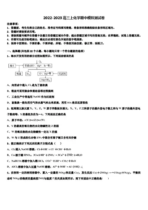 高平市第一中学2022-2023学年化学高三上期中学业质量监测模拟试题(含解析)