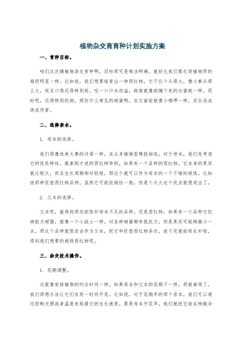 植物杂交育育种计划实施方案