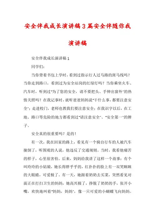 安全伴我成长演讲稿3篇安全伴随你我演讲稿