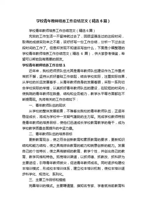 学校青年教师培养工作总结范文（精选6篇）
