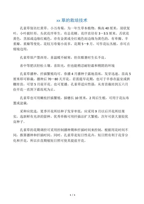 孔雀草的栽培技术