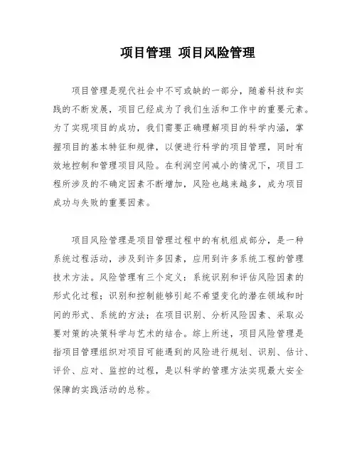 项目管理 项目风险管理