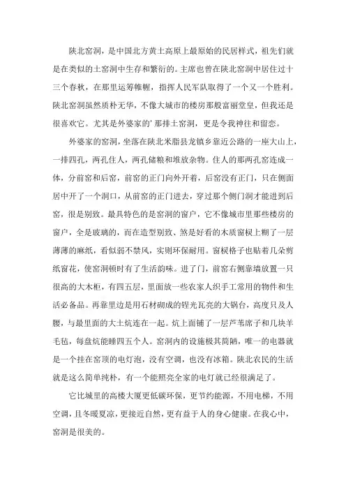 陕北的窑洞作文600字