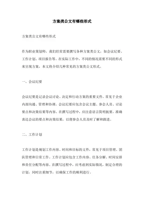 方案类公文有哪些形式