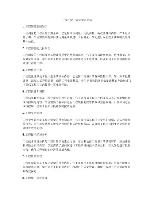 工程计量十大知识点总结