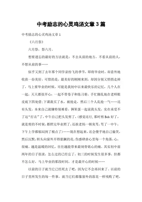 中考励志的心灵鸡汤文章3篇