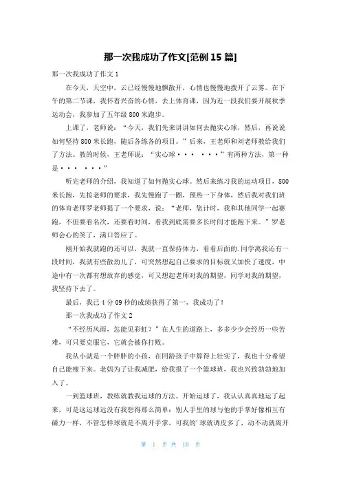 那一次我成功了作文[范例15篇]
