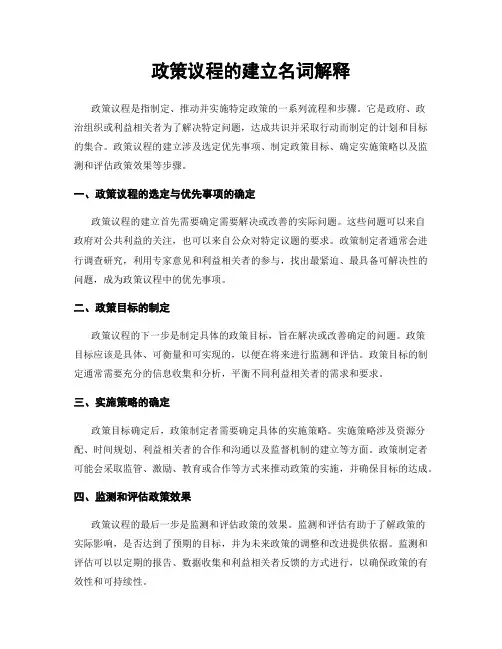 政策议程的建立名词解释