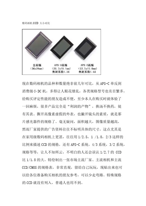 数码相机CCD大小对比【精选】