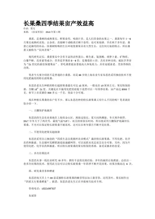 长果桑四季结果亩产效益高 