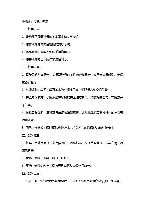 小班小小驾驶员教案