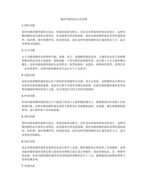 婚纱风格知识点总结图