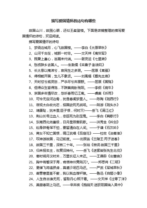 描写爱国情怀的诗句有哪些