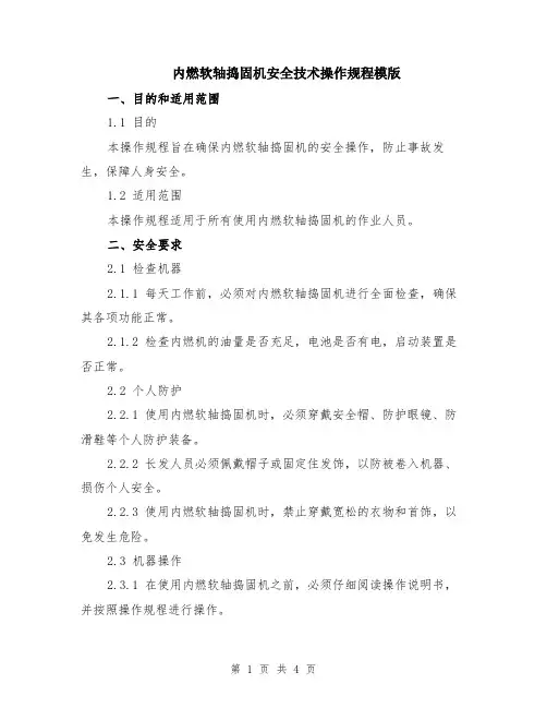 内燃软轴捣固机安全技术操作规程模版