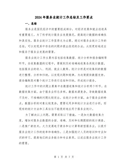 2024年服务业统计工作总结及工作要点（二篇）