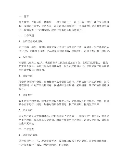 注塑组长的年度总结