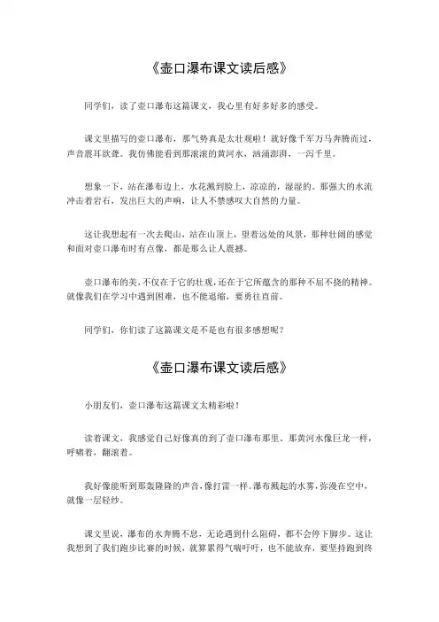 壶口瀑布课文读后感
