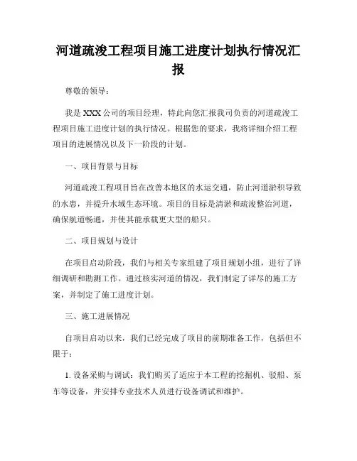 河道疏浚工程项目施工进度计划执行情况汇报