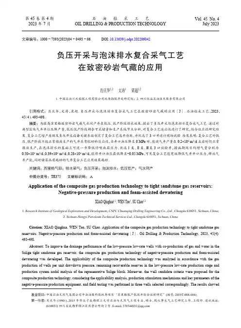 负压开采与泡沫排水复合采气工艺在致密砂岩气藏的应用