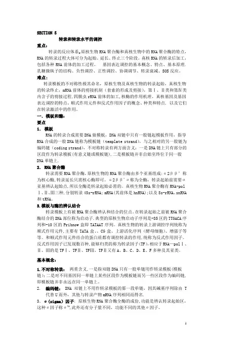 转录和转录水平的调控要点