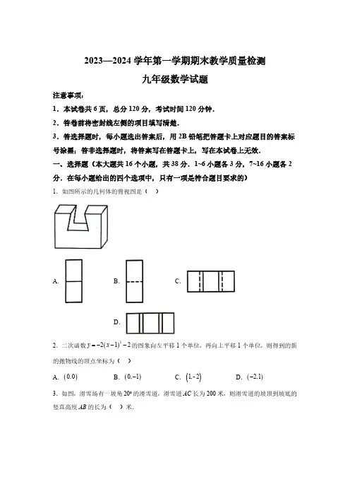 河北省保定市竞秀区2023-2024学年九年级上学期期末数学试题(含解析)