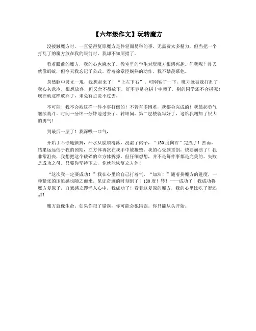 【六年级作文】玩转魔方