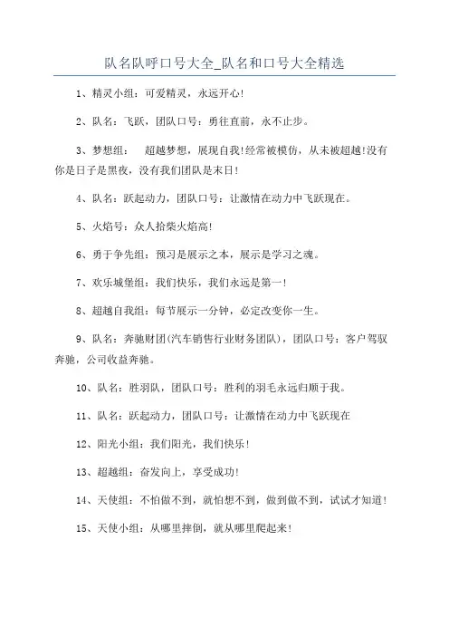 队名队呼口号大全_队名和口号大全精选