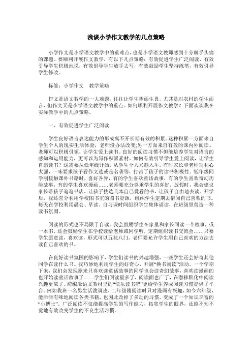 浅谈小学作文教学的几点策略