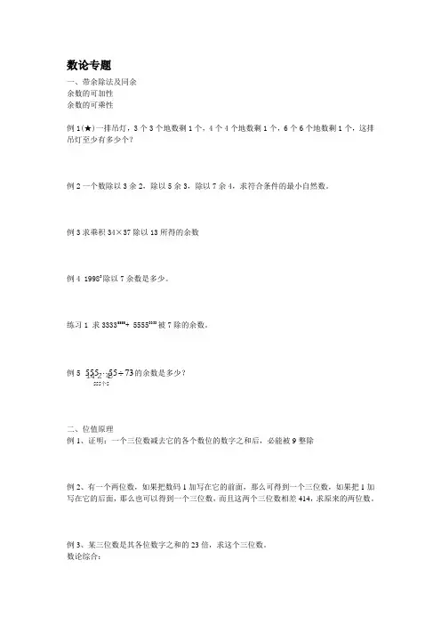 数论专题-余数问题