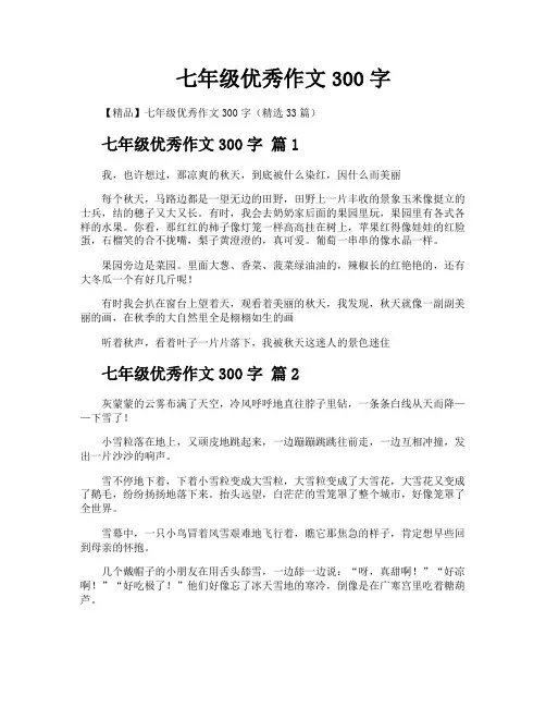 七年级优秀作文300字