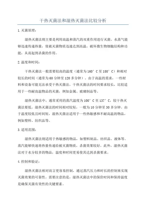 干热灭菌法和湿热灭菌法比较分析