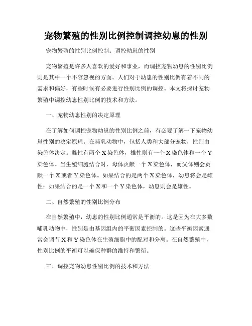 宠物繁殖的性别比例控制调控幼崽的性别