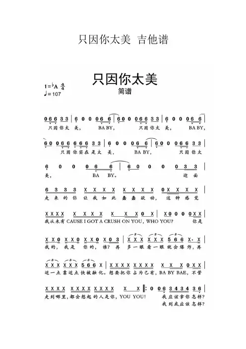 只因你太美 吉他谱