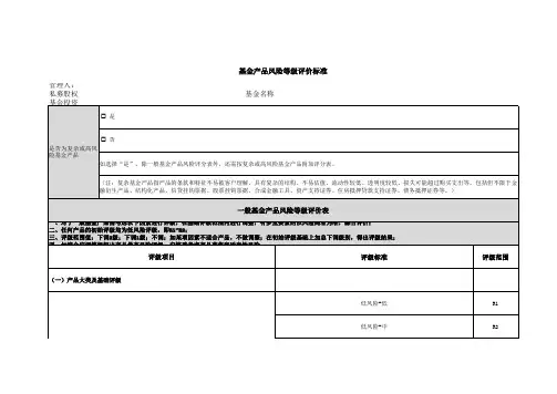私募股权基金管理有限公司_产品风险等级评价标准表