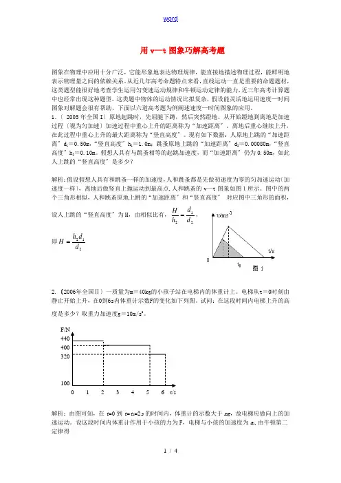 高三物理用v—t图象巧解高考题知识点分析