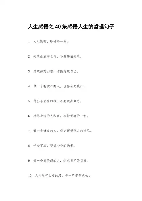 人生感悟之40条感悟人生的哲理句子