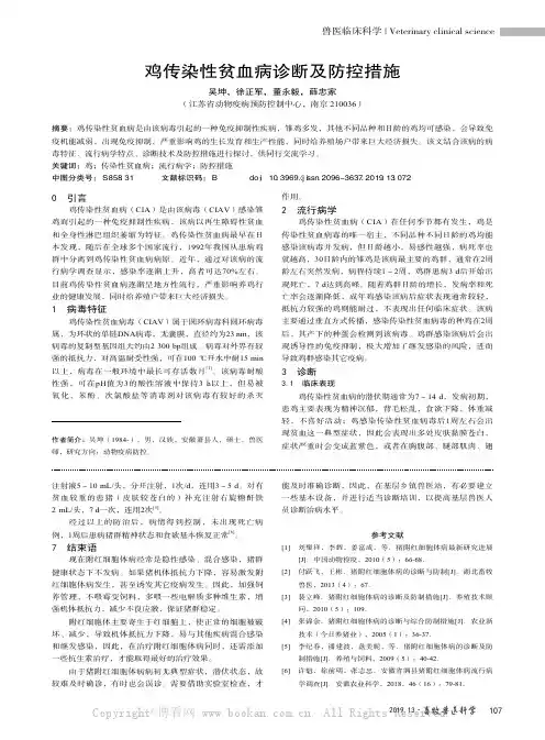 鸡传染性贫血病诊断及防控措施