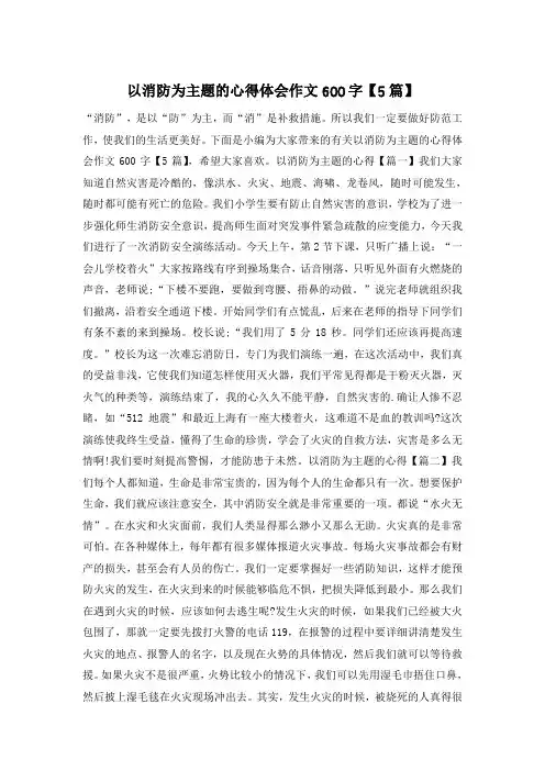 以消防为主题的心得体会作文600字【5篇】