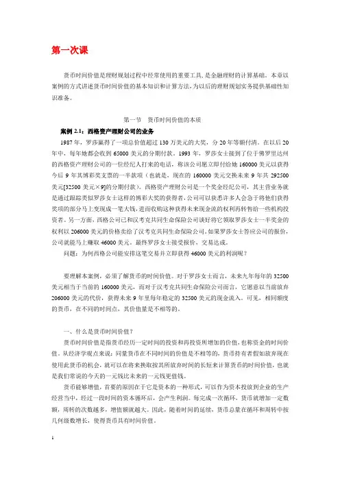 货币时间价值计算基础EXCEL