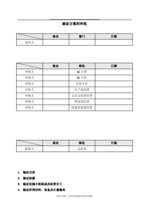最新验证方案模板