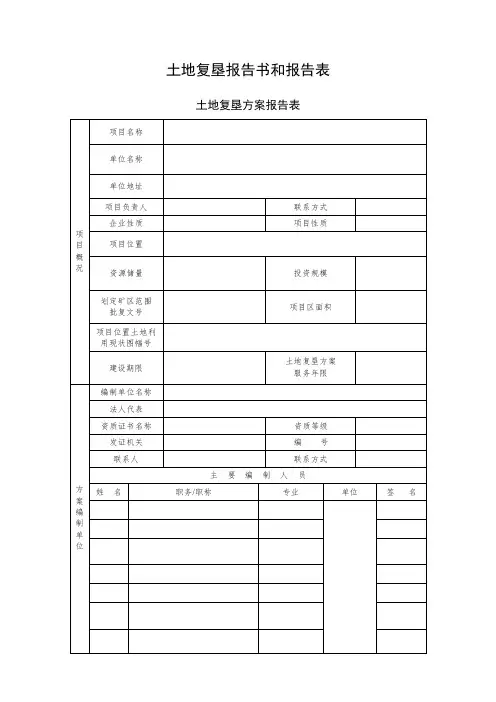 土地复垦报告书和报告表