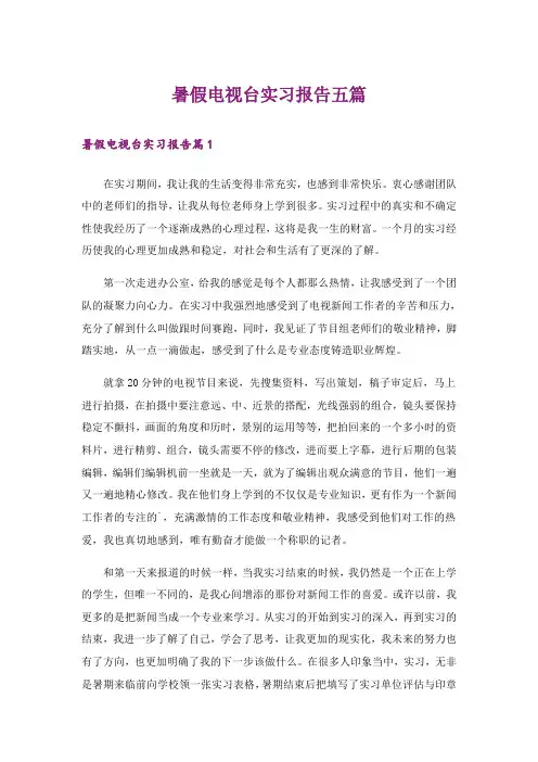 暑假电视台实习报告五篇