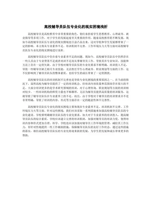 高校辅导员队伍专业化的现实困境浅析