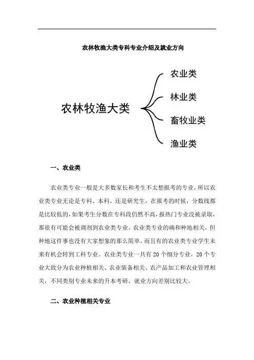 农林牧渔大类专科专业介绍及就业方向