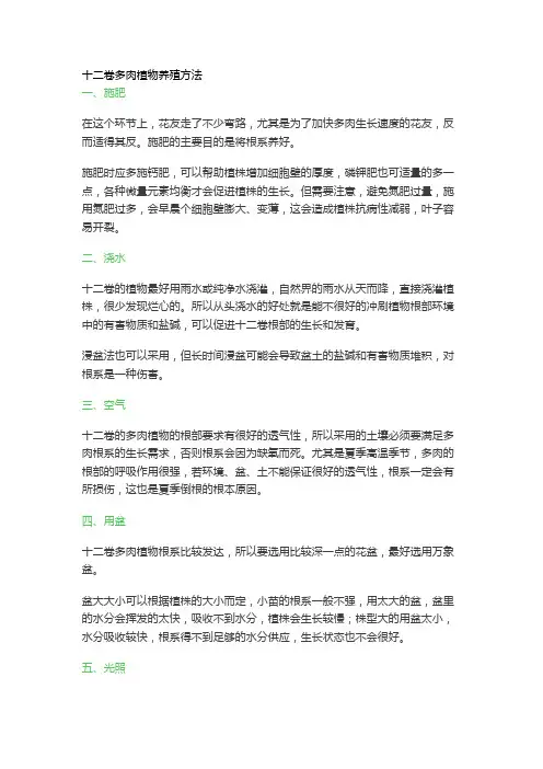十二卷多肉植物养殖方法