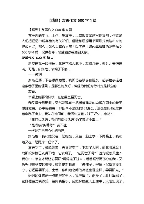 【精品】友善作文600字4篇