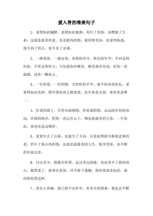 爱入骨的唯美句子