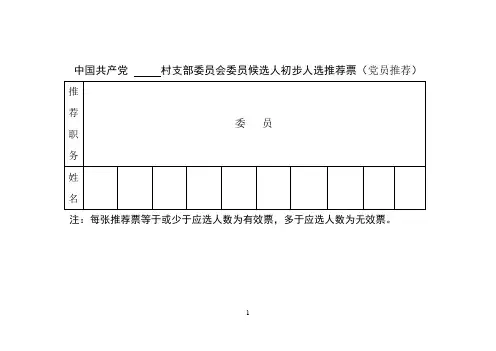 推荐票、选票票样